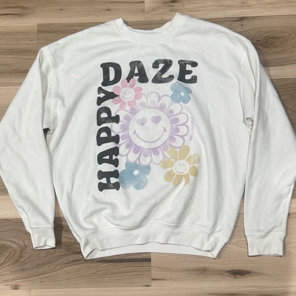 Smiley World Happy Daze Pullover Flower Sweatshirt Women’s XS